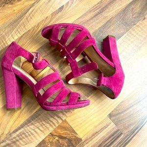 Cole Haan Nike suede high block heels.